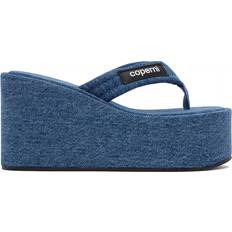 Denim Shoes Coperni Blue Denim Branded Wedge Sandals Washed Blue FR