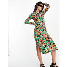 Midikjoler - Multifargete Only exclusive midi shirt dress in multi floral2XL