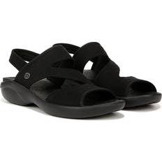 Fabric Slides Bzees Women's Cleo Medium/Wide Wedge Sandals Black Fabric