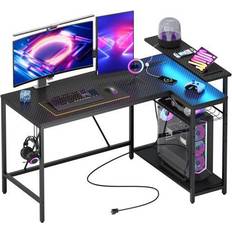 Gaming Accessories Bestier Bestier 52' Gaming Desk with Power Outlet & USB Ports, Reversible Small L Shaped Computer Desk with Strip &