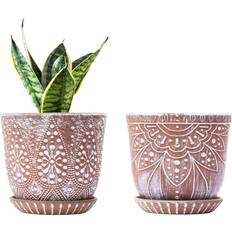 Pots, Plants & Cultivation Gepege 6 Inch Ceramic Planter Plant Pot Set 2