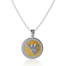 Dayna Designs Women's West Virginia Mountaineers Enamel Silver Coin Necklace