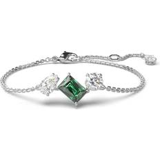 Swarovski Green Bracelets Swarovski Mesmera Clear & Green Mixed Cut Link Bracelet in Rhodium Plated