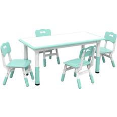 Kid's Room Qaba Kids and Chair Set with 4 to Clean Surface, Old