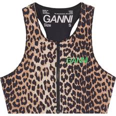 Léopard Soutiens-gorge Ganni Black & Beige Active Racerback Zipper Top Leopard 943