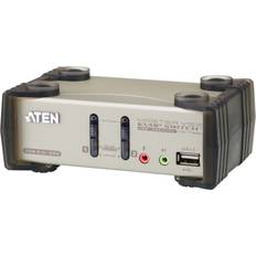 Aten 2 Port PS/2, USB VGA KVM Switch, 3.5 mm Stereo 2048 x 1536 Maximum Resolution