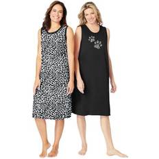 Nightgowns Dreams & Co Plus Women's 2-Pack Sleeveless Sleepshirt by Dreams & Co. in Black Animal Paw Size 22/24 Nightgown