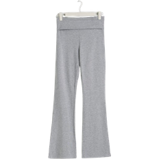 XXS Bukser & Shorts Gina Tricot Soft Touch Folded Flare Trousers - Gray Melange