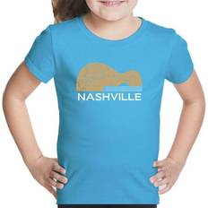 Tops LA Pop Art Nashville Guitar Girl Word T-Shirt