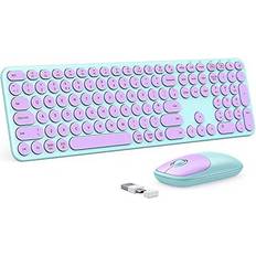 Seenda Wireless Keyboard Mouse USB A and Type C Colorful Cute Wireless Mouse Keyboard Set Key Wireless Apple Mac