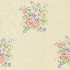 Wallpapers Marlow Home Co. non-woven wallpaper floral wallpaper beige cream, blue, brown 10.05 X 0.53 M
