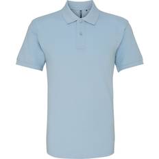 Men - Viscose Polo Shirts ASQUITH & FOX Mens Plain Short Sleeve Polo Shirt Sky