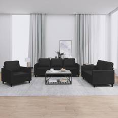 vidaXL Accent Sectional Couch Black Sofa 199.9cm 3pcs 3 Seater