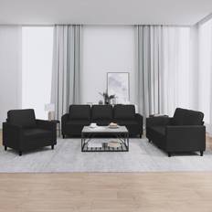 vidaXL Accent Sectional Couch Black Soffa 199.9cm 3st 3-sits