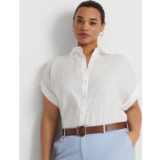 Linen - Women Shirts Ralph Lauren Relaxed Fit Short-Sleeve Shirt in White 3X