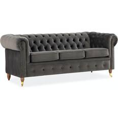 Manor House Soffor Manor House Chesterfield Deluxe Grey/Dark Brown Soffa 203cm 3-sits