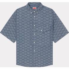 Kenzo Men Shirts Kenzo Seigaiha' Denim Shirt Rinse Blue Mens