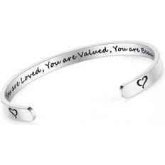 Bracelets Sam & Lori Gifts Teen Girl Inspirational Bracelet Women Friend Daughter Mom Sister Cuff Year Old Teenage Idea Motivational Niece Silver Friendship You Are Loved You Are Valued You Are Beautiful