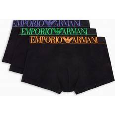 Men's Underwear Emporio Armani 3-Pack Neon Eagle Logo Boxer Trunks, Black w/orange/green/purple