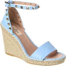 Laced Espadrilles Valentino Garavani Wedge-Sandalen Rockstud Double aus Leder Blau