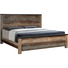 Benjara Plank Style Rustic Queen Bed Edge