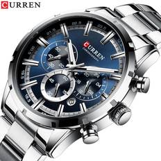 Curren Orologi Curren 8355 da uomo al quarzo classico da lavoro di lusso 3ATM Cassa grande impermeabile Quadrante grande luminoso Multicolore/Blu/Oro