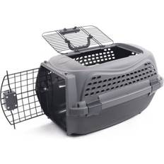 Caisse De Transport Pour Chat M.PETS ECO GIRO - Cage En Plastique - Taille M - Gris