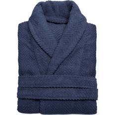 Linen - Unisex Clothing Linum Home Textiles Herringbone Weave Unisex Bathrobe Midnight Blue