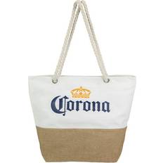 White Beach Bags Northlight 19.25 Corona Canvas and Burlap Beach Tote Bag with Rope Handles