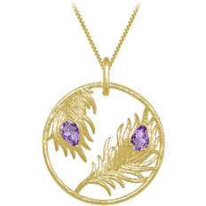 Gems Beauty Angel Feather Necklace - Gold/Purple