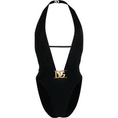 Dolce & Gabbana Black Swimsuits Dolce & Gabbana Onepiece swimsuit with logo plaque Woman Black