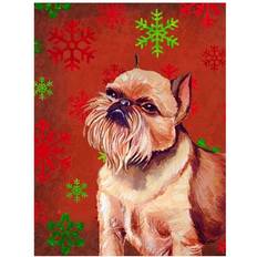 Green Flags & Accessories PatioPlus 15 In. Brussels Griffon Red Snowflakes Holiday Christmas Flag, Garden