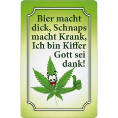 Accessoires d'intérieur Blechschild 20x30 cm Bier Dick Schnaps Krank Kiffer