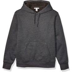 Amazon Essentials Men's Sherpa-Lined Pullover Hoodie Sweatshirt, Charcoal Heather