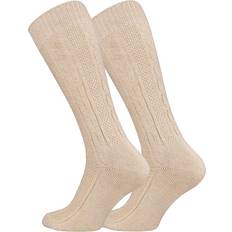 Dam - Linne Strumpor Cotton Prime Traditional Cable Pattern Socks - Beige