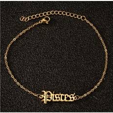 Grey - Women Anklets Tianci Ankle-Pisces Gold -1pcs,Zodiac Anklet for Women Stainless Steel Old English Zodiac Letter Anklet Bracelet for Women