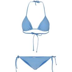 Polyester Bikini Sets Urban Classics Ladies’ recycled triangle bikini Bikini Set light blue