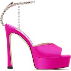 Jimmy Choo Pink Slippers & Sandals Jimmy Choo Saeda 125 - Fuchsia/Crystal Honey