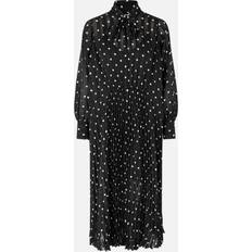 Dorothea Polka-Dot Print Chiffon Dress Black