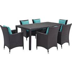 Multicolored Patio Dining Sets modway Convene Collection 7 Material Patio Dining Set