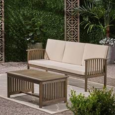 Wood Outdoor Lounge Sets Noble House Tucson Acacia Wood Outdoor Lounge Set