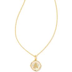 Necklaces Kendra Scott Letter A to Z Disc Reversible Pendant Necklace - Gold/Iridescent Abalone