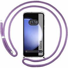 TuMundoSmartphone Tumundosmartphone Transparente Schutzhülle für Samsung Galaxy S23 FE 5G mit violettem Kordelzug