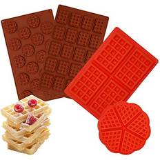 4PCS Silicone Waffle Moulds Maker Round Heart, Mini Waffle Mould, Cake Chocolate Cookie Candy Gummy