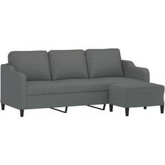 VidaXL Soffor vidaXL 3-Sitssoffa Med Fotpall Mörkgrå 180 cm Tyg Soffa