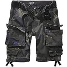 Brandit Savage Gladiator Ripstop herr cargo shorts med fickor inklusive bälte cargobyxor korta byxor Bermuda sommar herrshorts armé herrbyxor för män färger, M90 Darkcamo