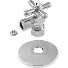 Plumbing Kingston Brass CC54401XK 5/8 OD Comp x 1/2 OD Comp Quarter-Turn Angle Stop Valve with Flange Polished Chrome