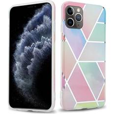 Cadorabo Regenbogen Marmor No.11, Apple iPhone 11 PRO MAX XI PRO MAX Case for Apple iPhone 11 PRO MAX TPU Silicone Cover Protection Pink