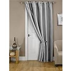 Emma Barclay Cali Silver Thermal Blackout Eyelet Door Curtains 46 x 84 in Grey