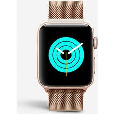 Mintapple Brown and Silver Apple Watch Gold Milanese Loop Strap 42mm/44mm/45mm